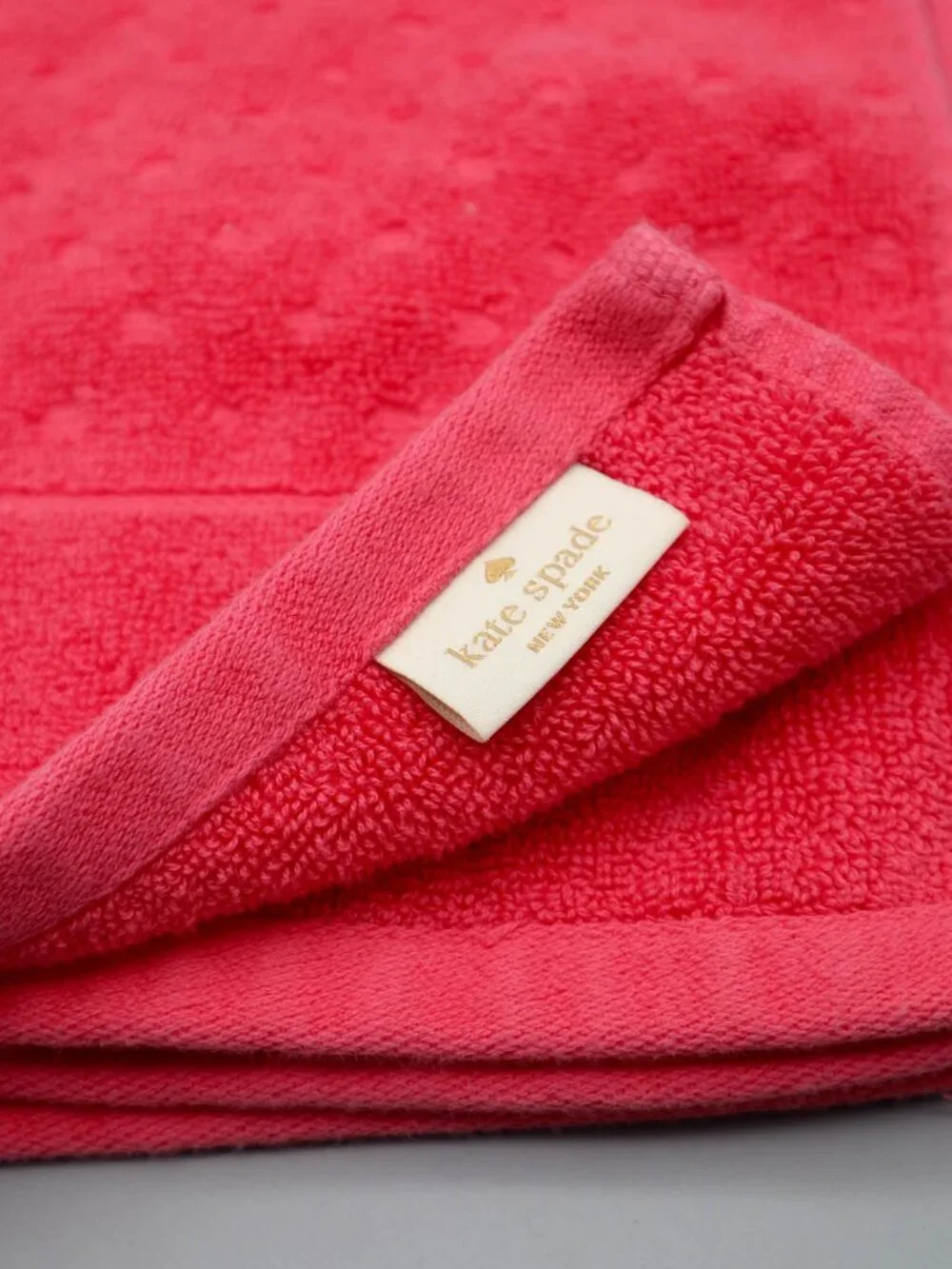 Kate Spade Cotton Terry Bathroom Hand Towel Fuschia Pink Embroidered Logo
